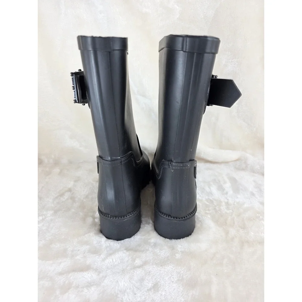 Time and Tru Womens Black Rubber‎ Buckle Rain Boots Size 7